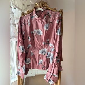 Forever 21 Burgandy Floral Peplum Top M